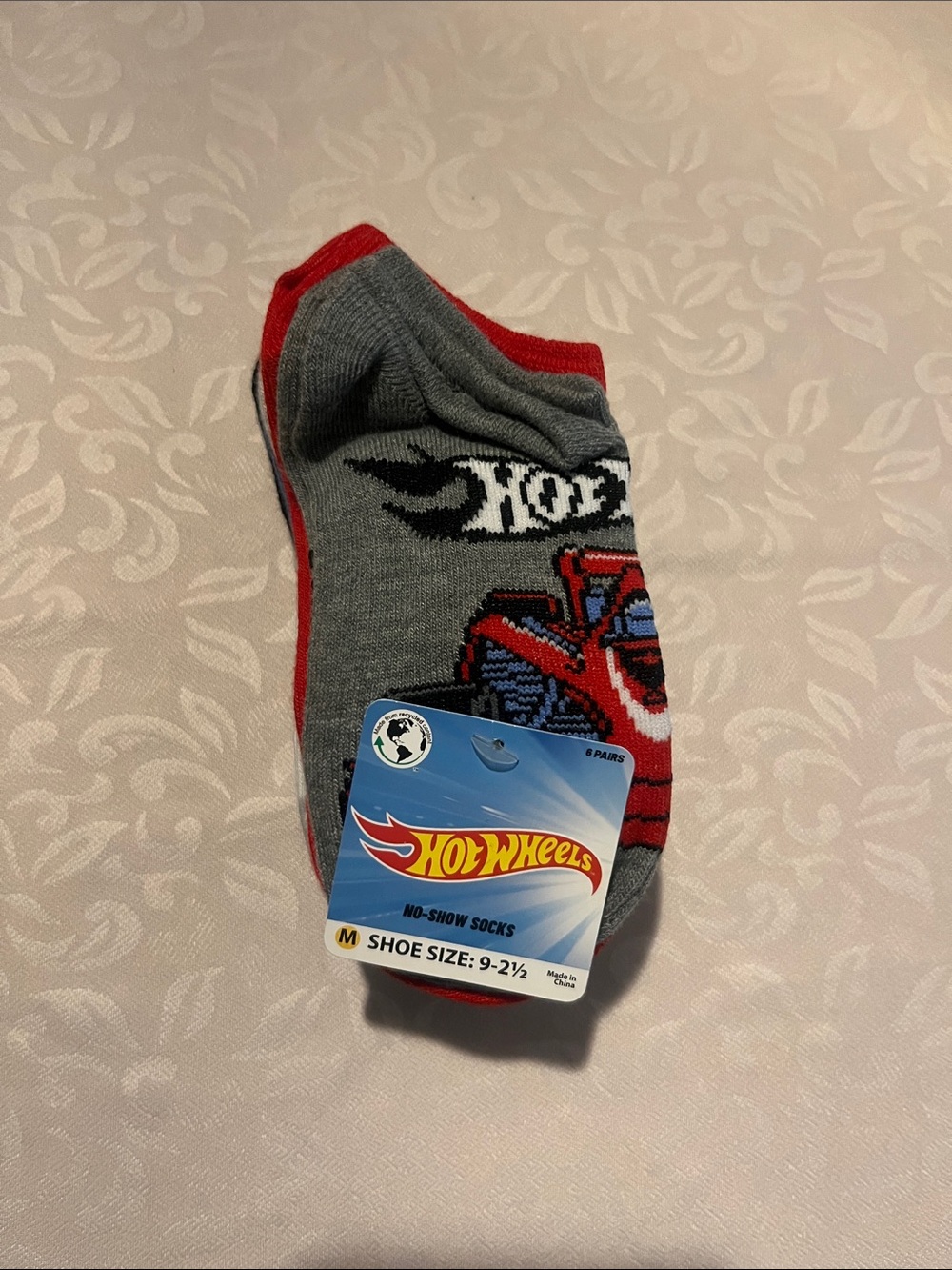 5/$20 NWT Hot Wheels No Show Socks 6 Pairs Size Medium (9-2&1/2)